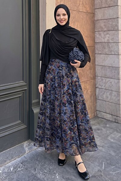 InStyle Σετ Ίντιγκο Γιόριο με Φούστα με Σχέδια