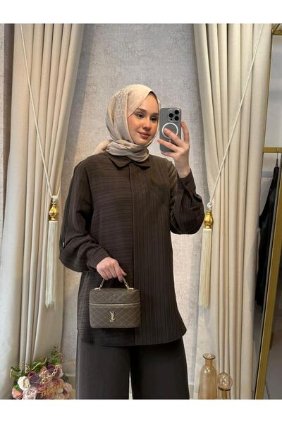 Nuss 1055 Çizgili Pantolonlu Takım Kahverengi