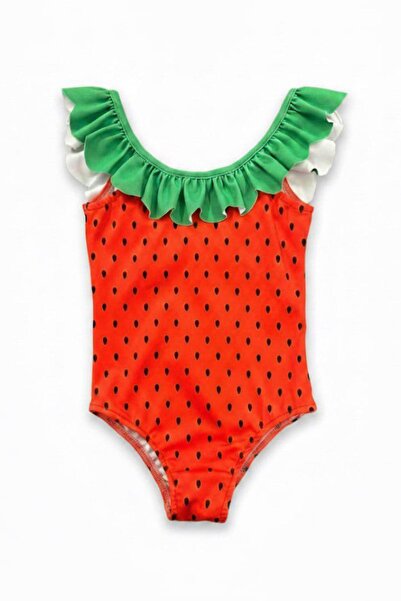 Minigimin Cicileri Μαγιό για κορίτσια με βολάν και σχέδιο καρπούζι - Κόκκινο