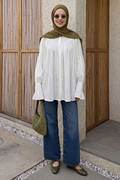 InStyle Λευκό πουκάμισο με βολάν στις μανίκια