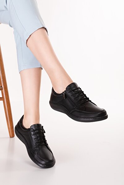 Gondol Γνήσιο Δερμάτινο Ανατομικό Πάτο Άνετα Καθημερινά Παπούτσια usl.2200 Μαύρο