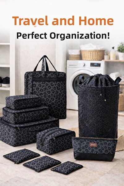 MorBebe Σετ οργάνωσης βαλιτσών 10 τεμαχίων με σχέδιο λεοπάρ Premium, τσάντα μ...