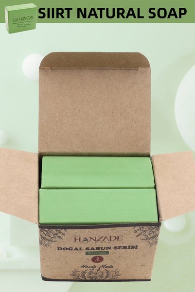 Hanzade Bitkisel Green Siirt Bıttım Soap 2 Bar Handmade Natural Traditional Siirt Soap (in Its Own Box)
