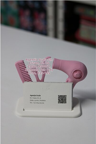Generic Brand Hairdresser / Beauty Salon Themed Pink Business Card Stand