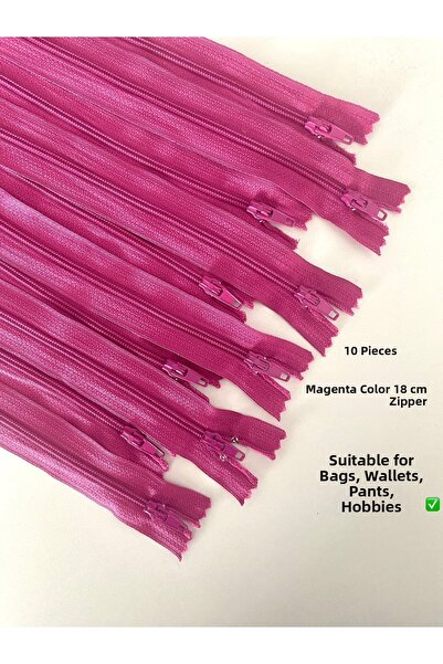 seyranat 10 Pieces of Plum Color 18 cm High Quality Zipper for Bags, Wallets,...