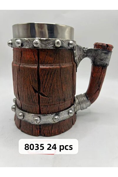 Livenda Large Size Cracked Barrel Themed Steel Mug Code 8035