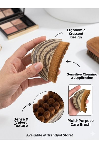 QesQin Boxed Wood-Looking Lymphatic Drainage Massage Brush Face Neck Chin Sof...