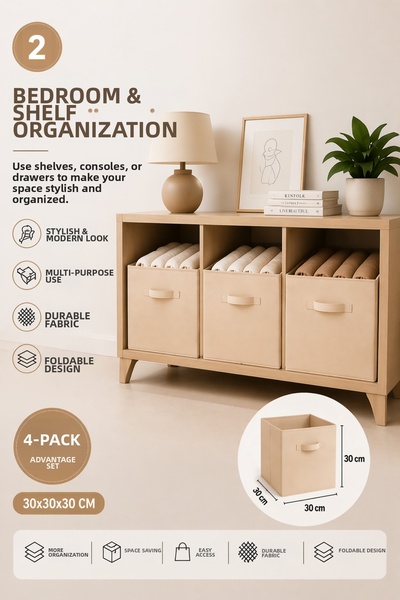 limocca home textile Folding Storage Box Set of 4 Organizer, In-Closet Laundry, Children's Room Toy Organizer