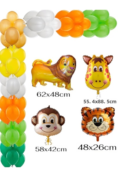 CAVAŞ sun hat Set tematic Safari pentru petrecerea de ziua de naștere, 4 pies...
