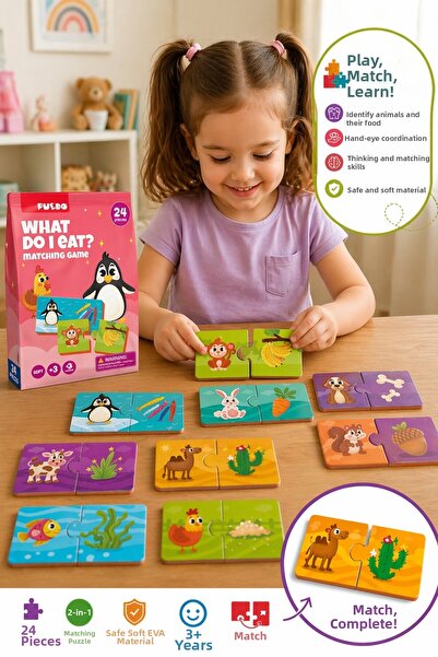 TOYFEST لعبة تعليمية من نوع Puedo What Do I Eat، لعبة تركيب مكونة من 24 قطعة،...