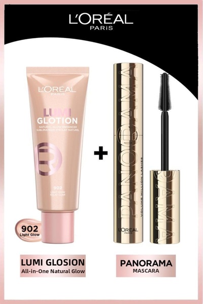 L'Oreal Paris طقم مكياج بانوراما ماسكارا وغلوشن الكل في واحد مكياج ناتشورال ر...