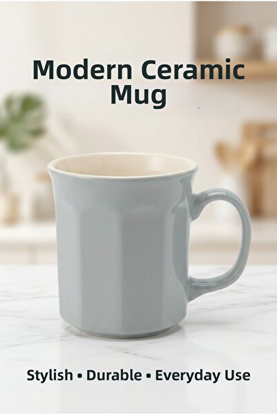 Shuvae Pastel Gray Ceramic Mug 270 ml – Modern Design Coffee & Tea Cup
