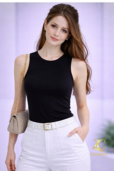 UZÇE MODA Black Color Crew Neck Slim Fit Basic Undershirt