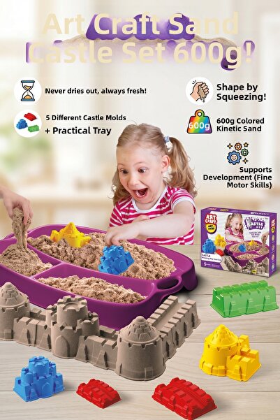 craftivio Art Craft 600 Gr Castle Kinetic Sand Set with Tray - Non-Drying Edu...