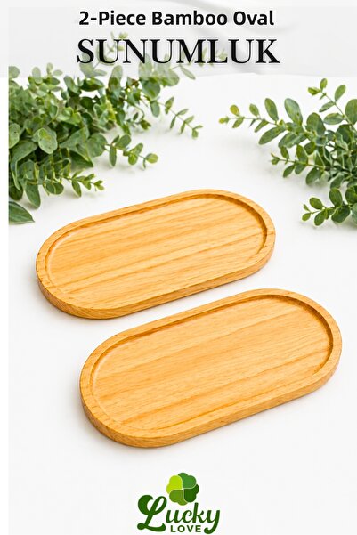 Lucky Love 2-Piece Bamboo Luxury Oval Presentation Bowl Oil Pot Base / 23 X 1...