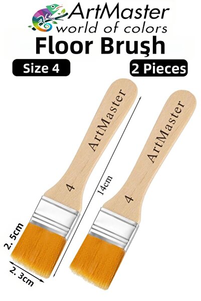 Artmaster Floor Brush Number 4 2 Pieces Paint Brush Synthetic Silk Tip Bristl...
