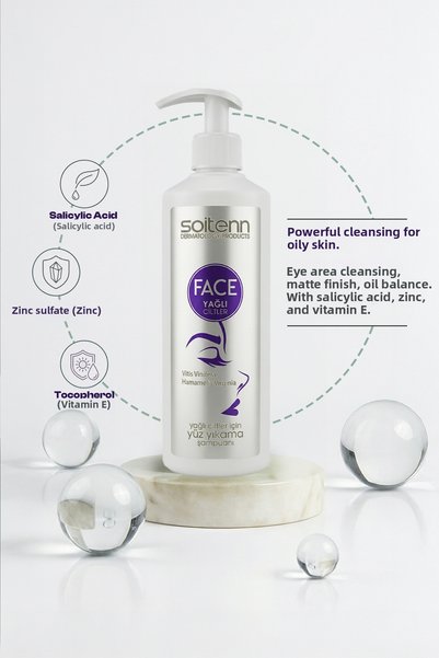 SOİTENN Salicylic Acid Zinc Vitamin E Facial Cleansing Shampoo for Oily Skin 500 ml