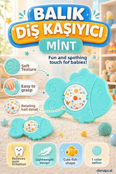 DENAPCAL Teether Rattle Teething Toy Baby Teether Fish Bpa Free 0 Months+ Dou...
