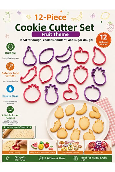 Muhcu Home 12-Piece Cookie Mold Set |   Fruit Themed |   Fondant & Sugar Past...