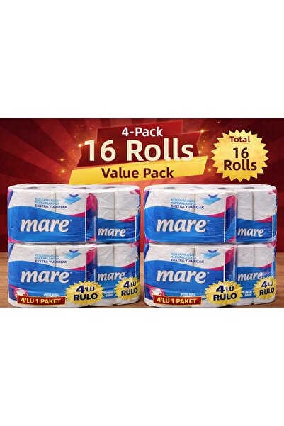 OSKA GLOBAL Mare Toilet Paper 4-Roll 4-Pack Extra Soft Double Layer Durable T...