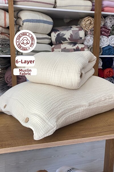 sutra Σετ κάλυμμα κρεβατιού 6 στρώσεων από μουσελίνα 100% βαμβάκι