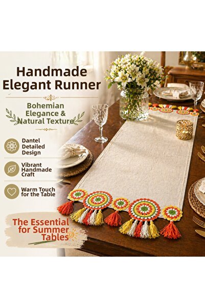 Sister Home Design Handmade Colorful Lace Detailed Runner |   Bohemian Stylis...