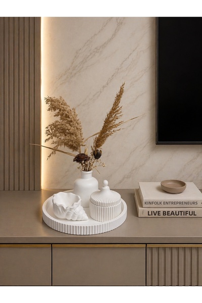 Zigzag Home Διακοσμητικό Σετ Βάζων Μποέμ 4 τεμαχίων, Ριγέ Δίσκος, Επίπεδο Βάζ...