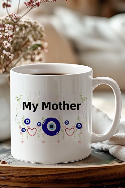 giftkonsept My Dear Mom Printed Evil Eye Bead Detailed Special Gift Mug for M...