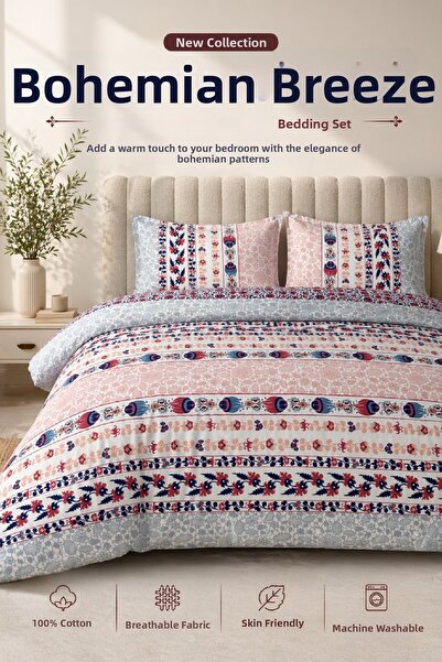 LaLiva Bohemian Breeze Διπλό Σετ Κλινοσκεπασμάτων - Με Ελαστικό Σεντόνι - Βαμ...