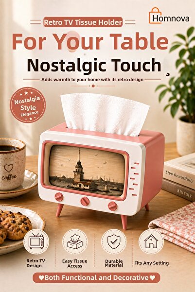 Homnova Retro Tv Napkin Holder |   Nostalgic Decor with Phone Holder Feature