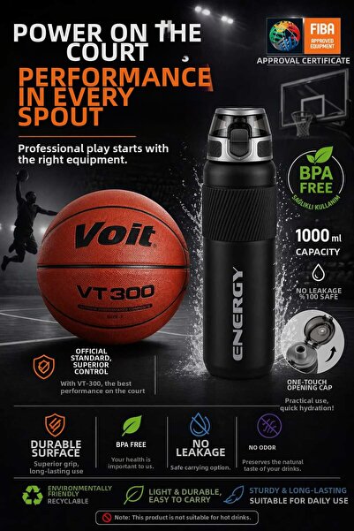 Voit ΜΠΑΛΑ ΜΠΑΣΚΕΤ FIBA OANYLI 7 NUMARA VT300 + ΠΑΝΙΕΡΑ ΝΕΡΟΥ VOIT 1000 ML