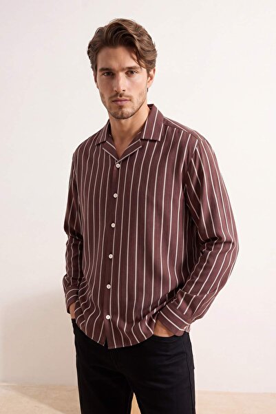 Συλλογή Trendyol Καφέ oversized Ανδρικό Πουκάμισο TMNSS26GO00024