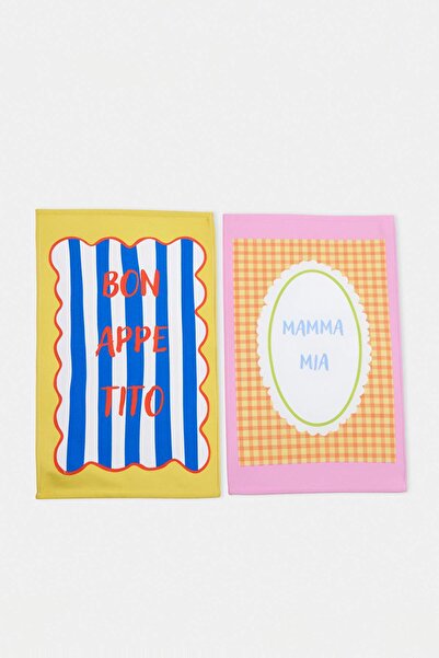 TRENDYOLMİLLA HOME Set de cu imprimeu prosoape de bucătărie Mottolu 35x55cm T...