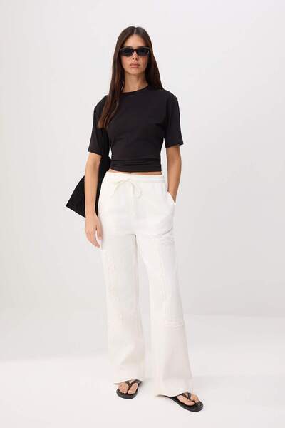 Συλλογή Trendyol Λευκό Γκαμπαρντίνα Βαμβάκι τεμάχια Δαντέλα Λεπτομερές ελαστι...