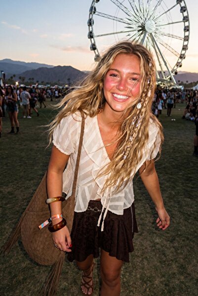 Συλλογή Trendyol Κρεμ βολάν με διαφανή υφαντή μπλούζα και λεπτομέρεια δεσίματ...