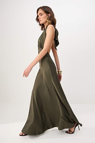 Συλλογή Trendyol Χακί υφαντό σατέν μάξι βραδινό φόρεμα & φόρεμα αποφοίτησης T...