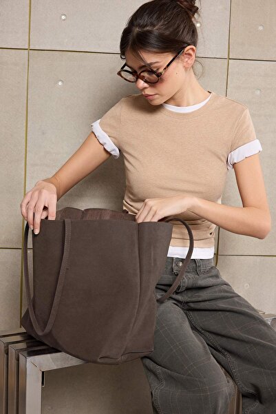 TRENDYOL SHOES Teen Brown Computer Bag Γυναικεία τσάντα ώμου μάξι με θήκη για...