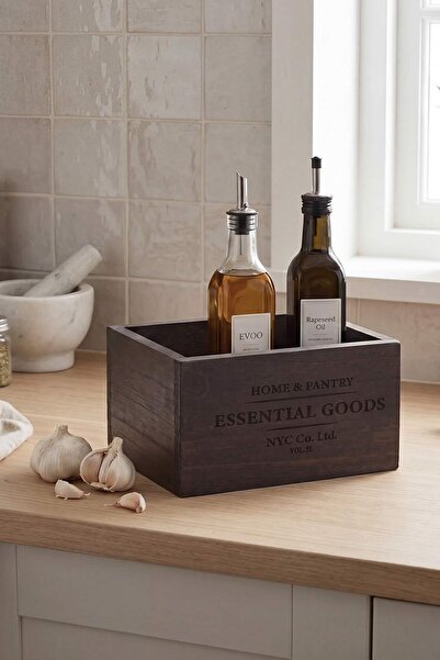 TRENDYOLMİLLA HOME صندوق منظم خشبي مطبوع مقاس 32سم × 12سم × 10 سم TPHSS26MRG0...