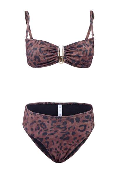 Συλλογή Trendyol Σετ μπικίνι με λεοπάρ σχέδιο, στράπλες, καλυμμένο, κανονικό ...