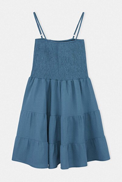 Trendyol Curve Φόρεμα Indigo Muslin Woven σε μεγάλο μέγεθος