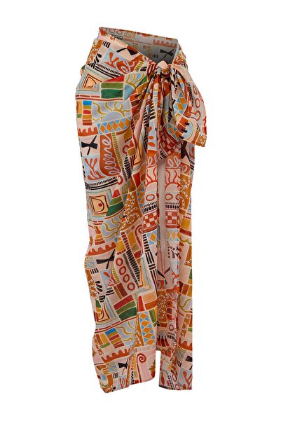 Συλλογή Trendyol Υφαντό μάξι με έθνικ σχέδια, 100% βαμβακερό παρεό παραλίας T...