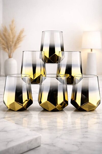 rova tr Amber Series Titanium Plated Modern Water Glasses Premium Set of 6 - ...