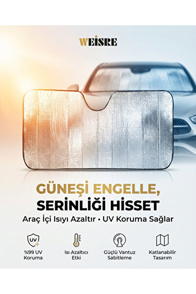 Weisre Araba Ön Cam Güneşlik Katlanabilir Oto Güneş Koruyucu Vantuzlu Isı Eng...