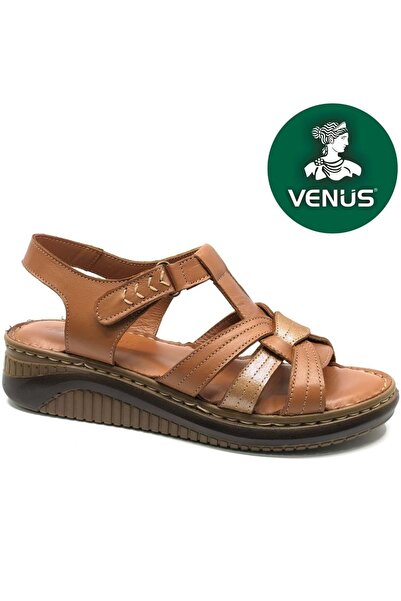 Venüs Andirigulle Hakiki Deri Comfort Ortopedik Kadın Sandalet TABA