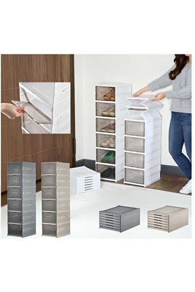 DEYHOME Πτυσσόμενο ντουλάπι για παπούτσια 6 επιπέδων – Με πόρτα, αρθρωτό, ανθ...