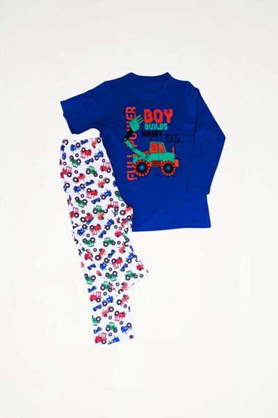 Newteam Oeko-Tex ®   100% Cotton Bulldozer Long Sleeve Pants Pajama Set