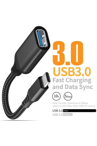 Derwell Yüksek Hızlı Veri Aktarma Usb 3.0 Otg To Type-C Data Şarj Çevirici Dö...