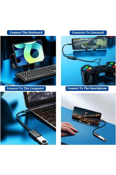 Derwell Yüksek Hızlı Veri Aktarma Usb 3.0 Otg To Type-C Data Şarj Çevirici Dönüştürücü Hasır Kablo Siyah