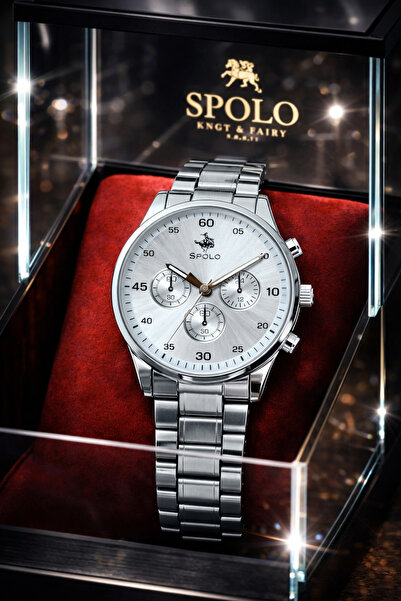 SPOLO MARKE MEN'S WHITE DIAL SILVER WRIST WATCH VALENTINE'S DAY GIFT