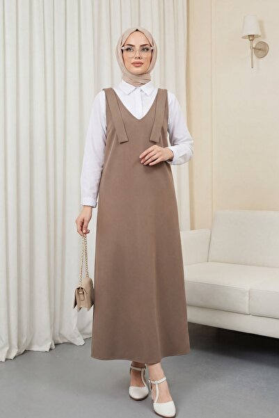 Modamorfo Long Jile with Shoulder Straps - Light Brown